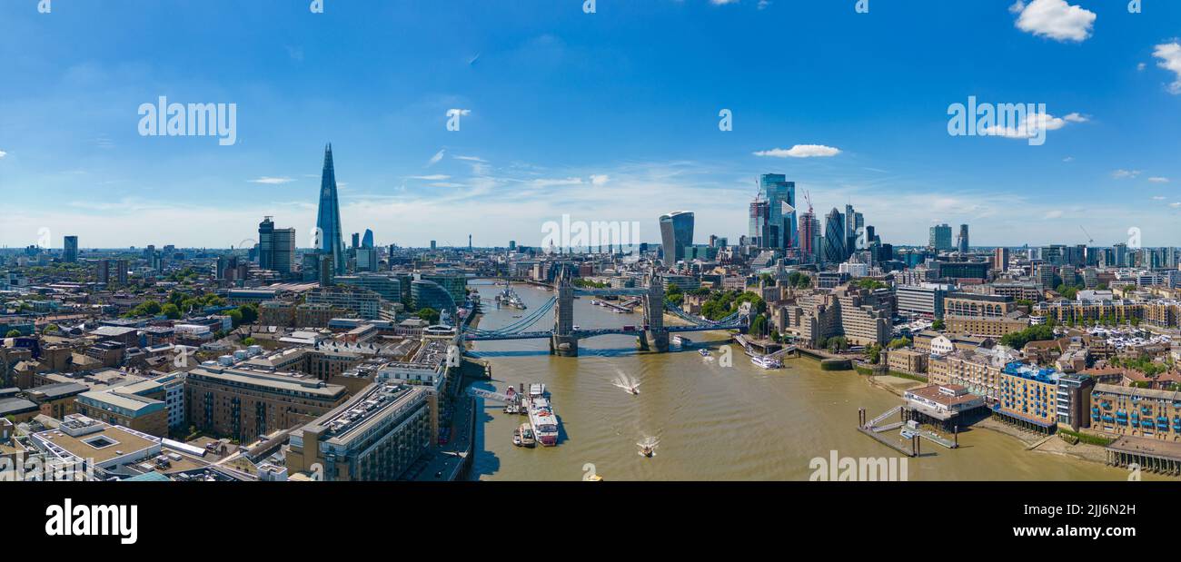 Aerial panorama of London July 2022 during heat wave Stock Photo