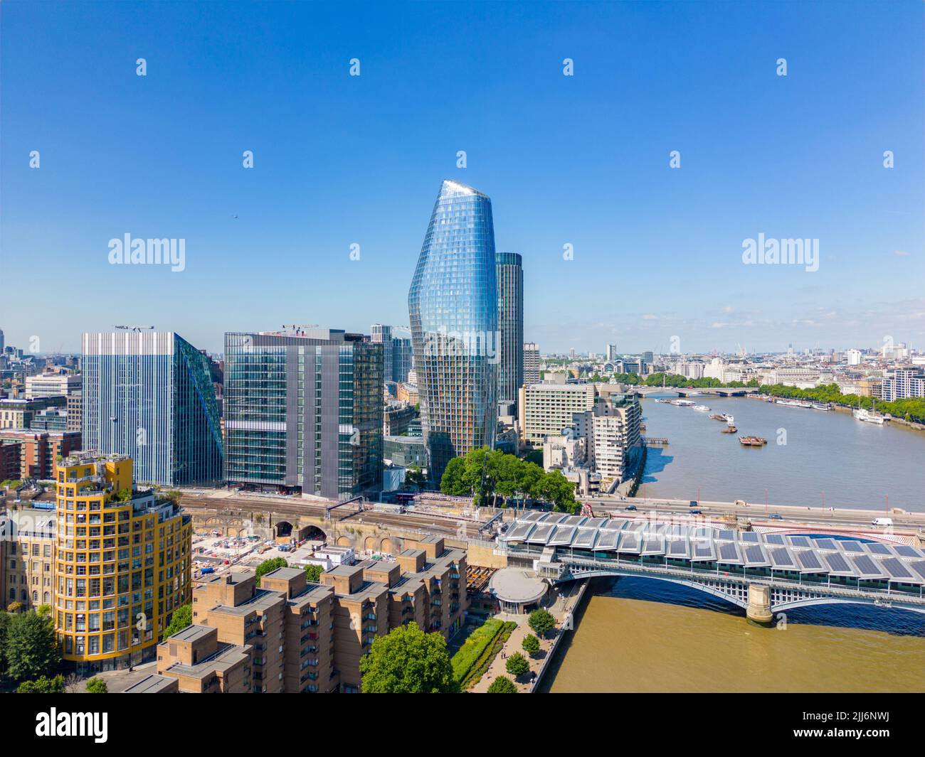 Aerial photo London One Blackfriars on River Thames Stock Photo