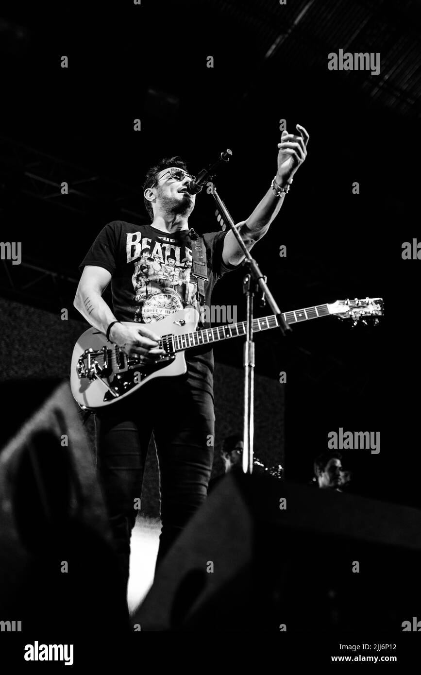 Emiliano Brancciari, No Te Va a Gustar singer and frontman performs durin a show in Corrientes, Argentina. Stock Photo