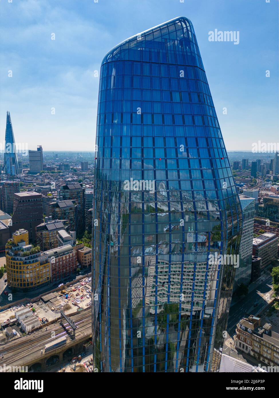 Vertical aerial photo One Blackfriars Tower London UK Stock Photo