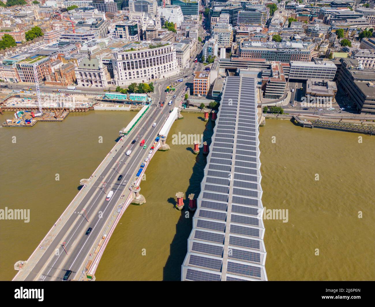 Blackfriars bridges on The River Thames London UK Stock Photo
