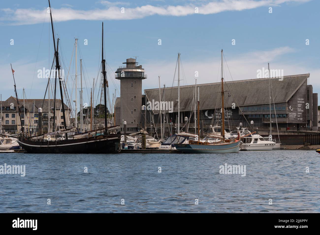 Falmouth, Cornwall, England, UK. 2022. The National Maritime Museum, on the harbourside in Falmouth, Cornwall showing exterior exhibits. Stock Photo