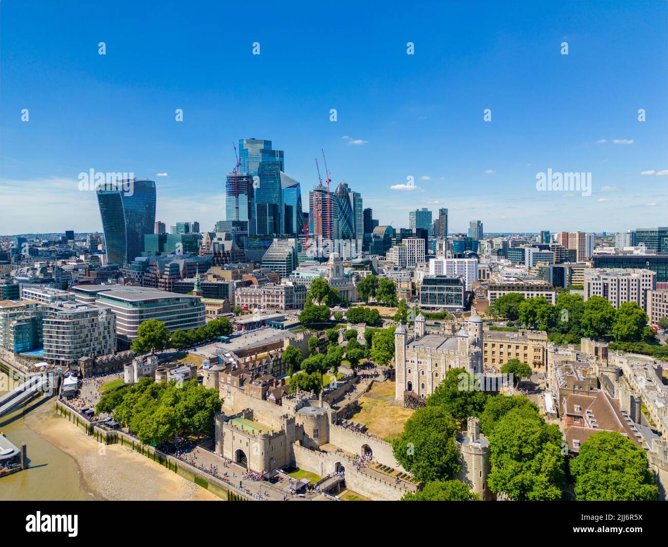Aerial photo Tower of London with city view in background Stock Photo