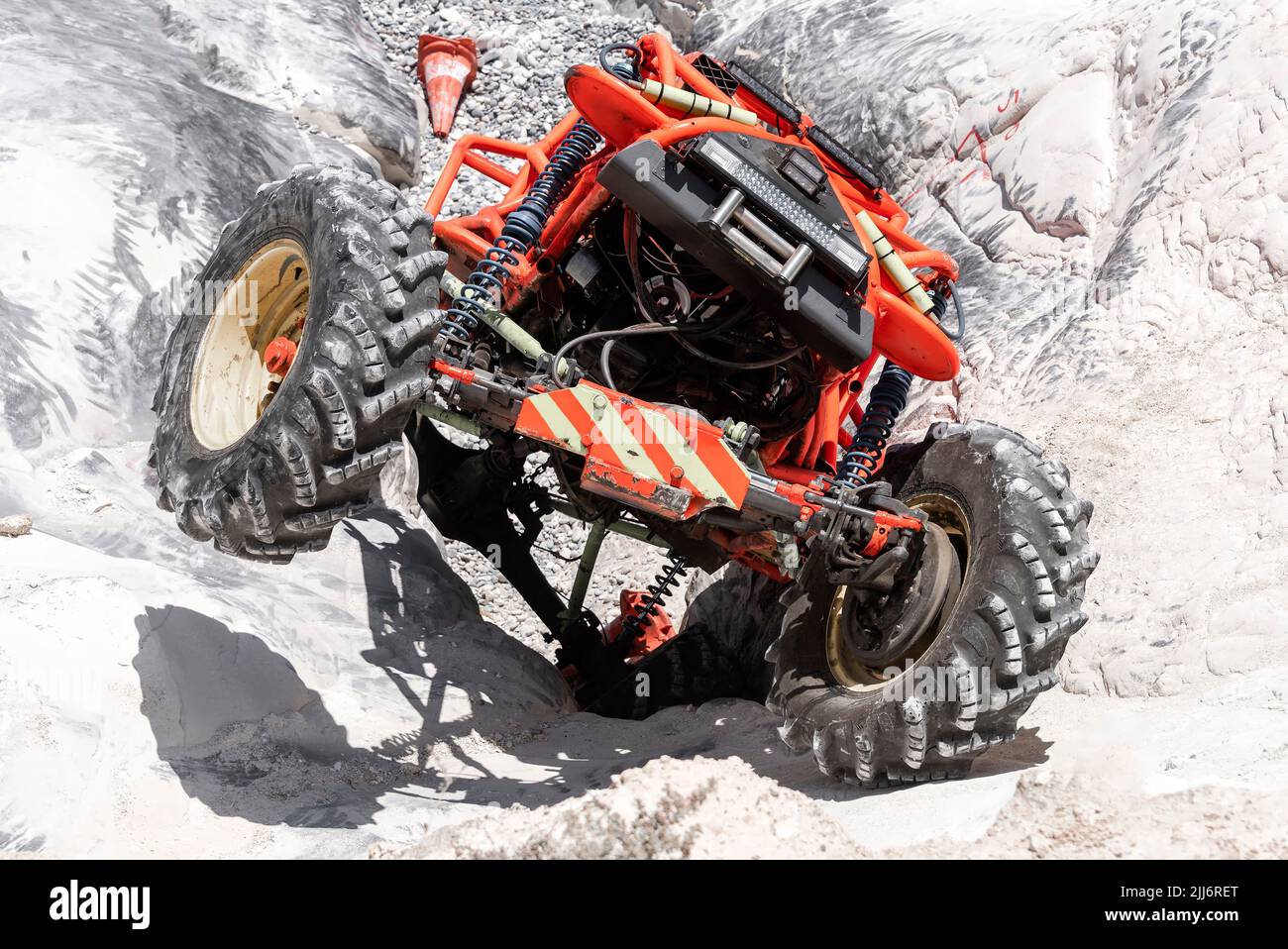 Custom 4x4 offroad car climbing a hill Stock Photo Alamy