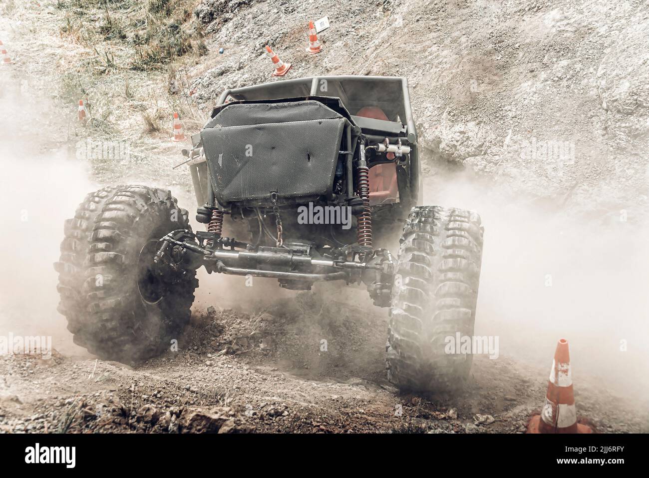 Custom 4x4 offroad car climbing a hill Stock Photo Alamy