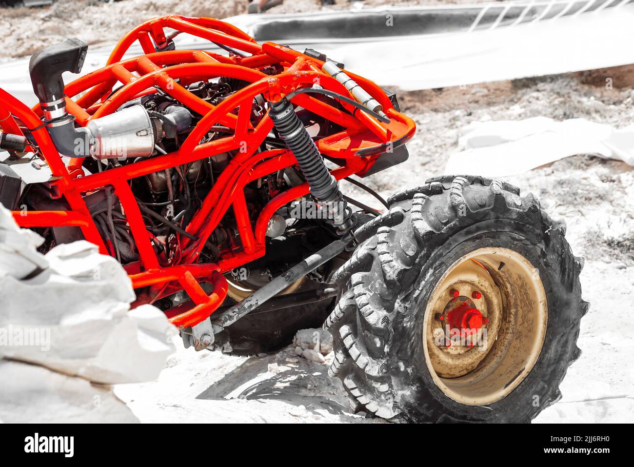 Custom 4x4 offroad car climbing a hill Stock Photo Alamy