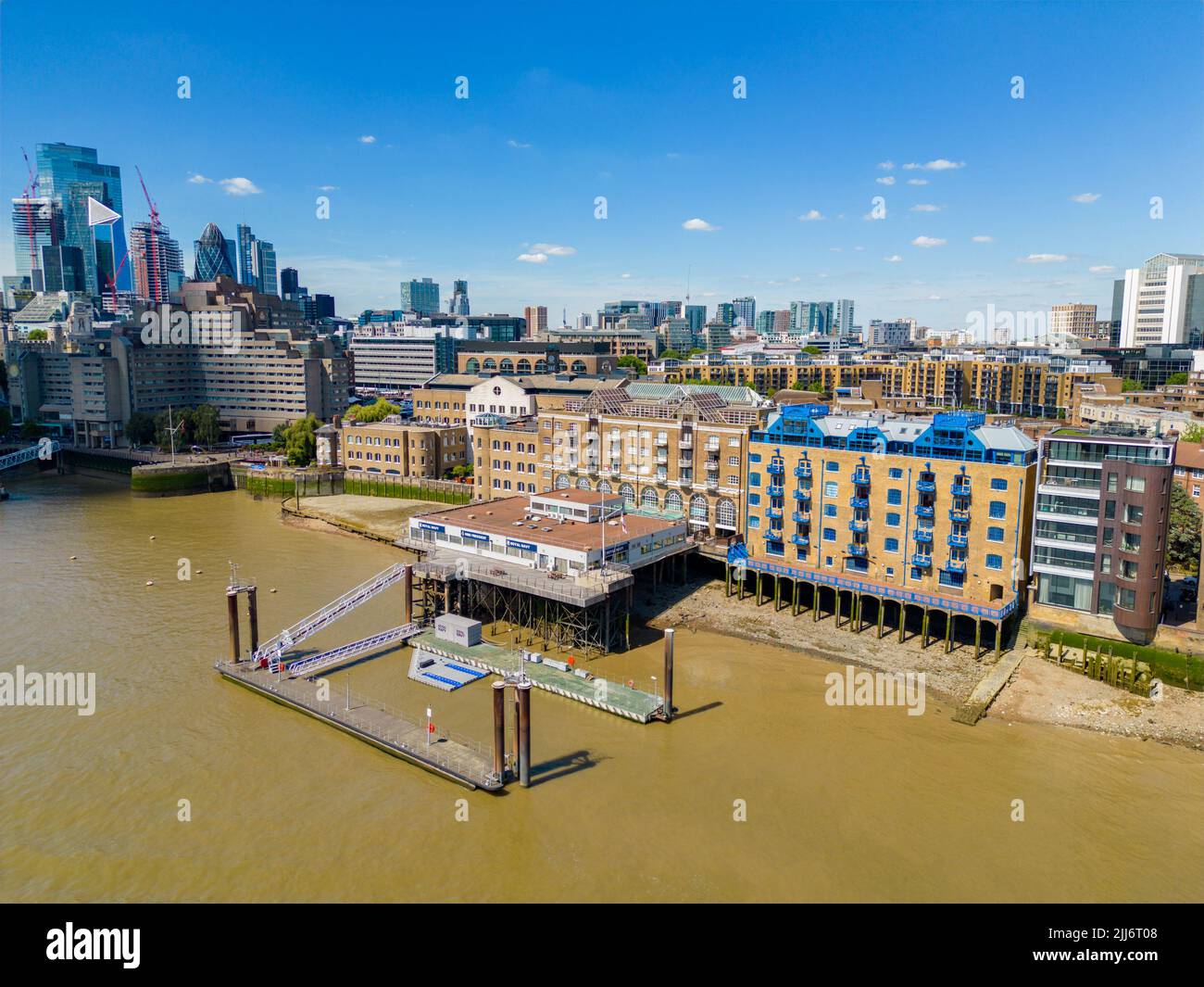 Aerial photo record low water levels on River Thames London Stock Photo