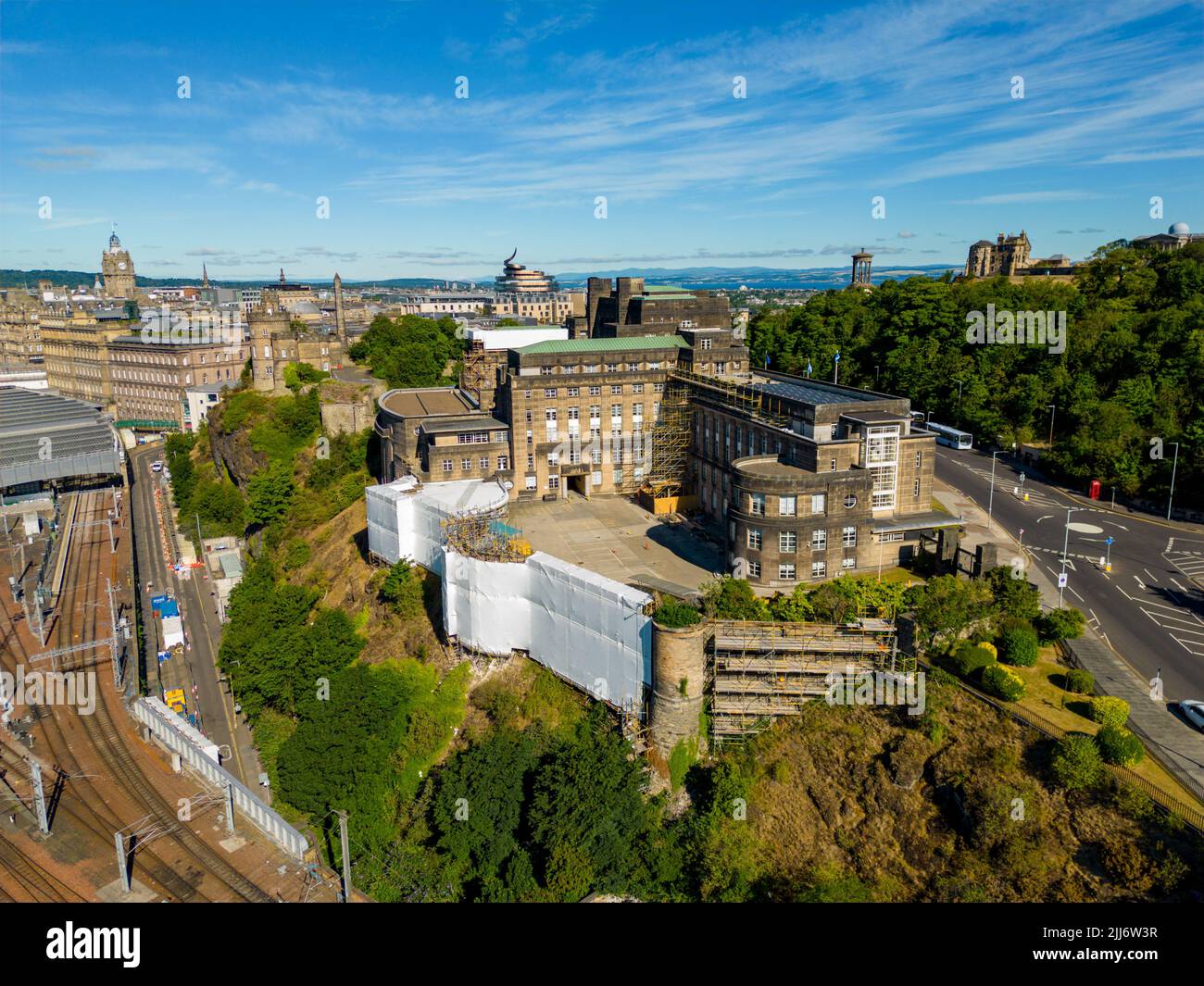 Old historic architecture repair in Edinburgh Scotland Stock Photo