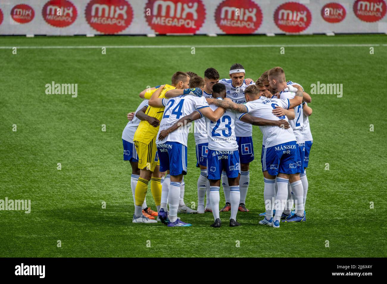 IFK Norrköping football team before the home game on July 16, 2022 at Platinum Cars Arena against Malmö FF Stock Photo