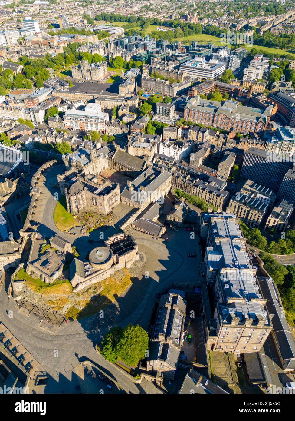 Drone photo Edinburgh Castle built in the 11th century Stock Photo