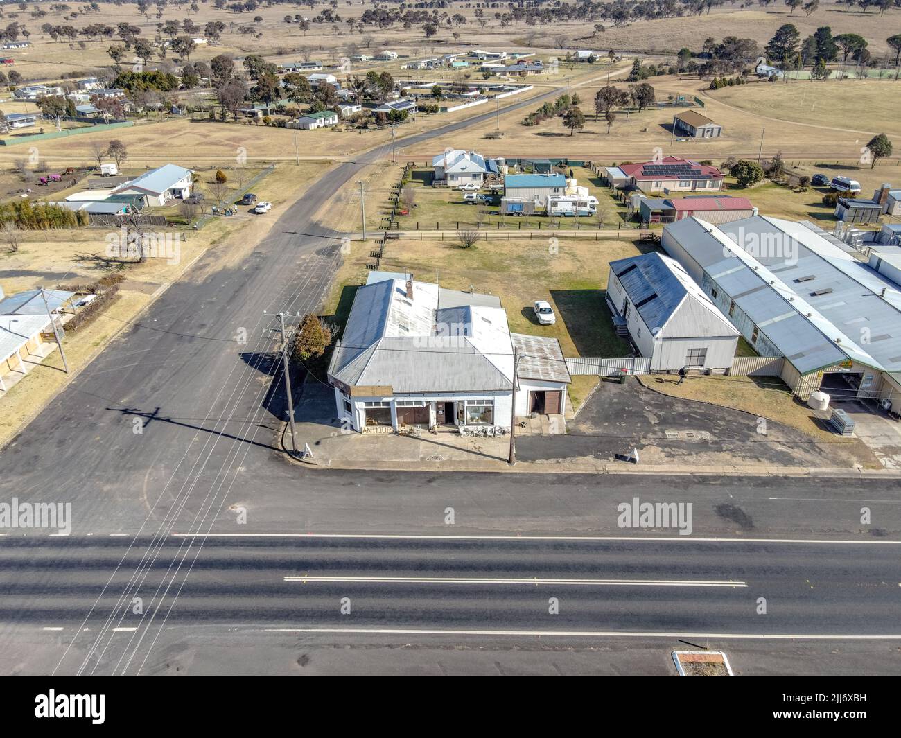 Aerial View at Deepwater, NSW, with buildings and their surroundings