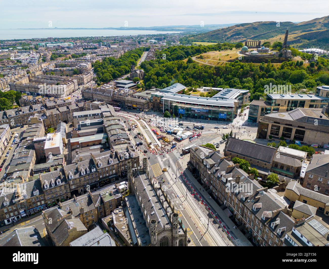 Aerial photo major intersection in Edinburgh Scotland UK Stock Photo