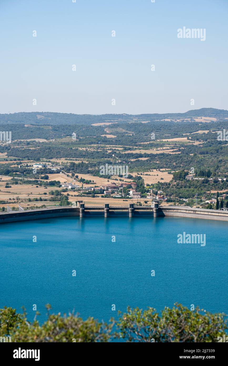 El Grado Dam and reservoir, Hydro-Electricity Generation, Huesca, Spain Stock Photo