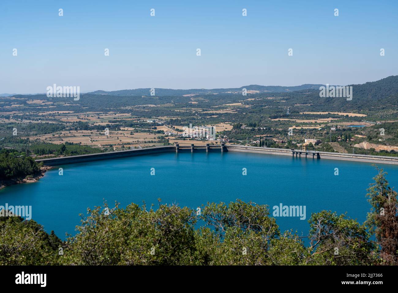 El Grado Dam and reservoir, Hydro-Electricity Generation, Huesca, Spain Stock Photo