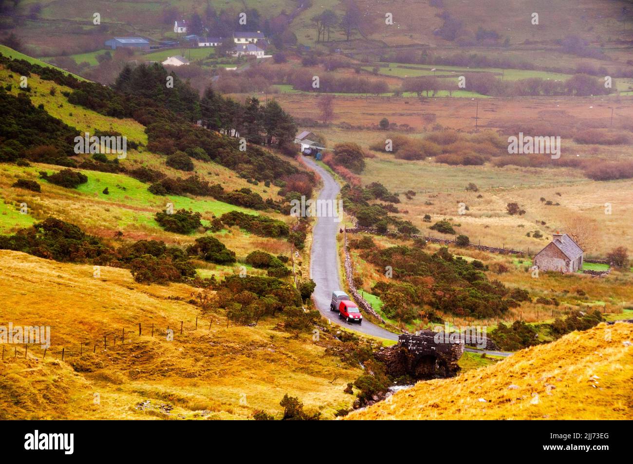 Mountain pass in the mountains of Maumtrasna on the west coast of Ireland. Stock Photo