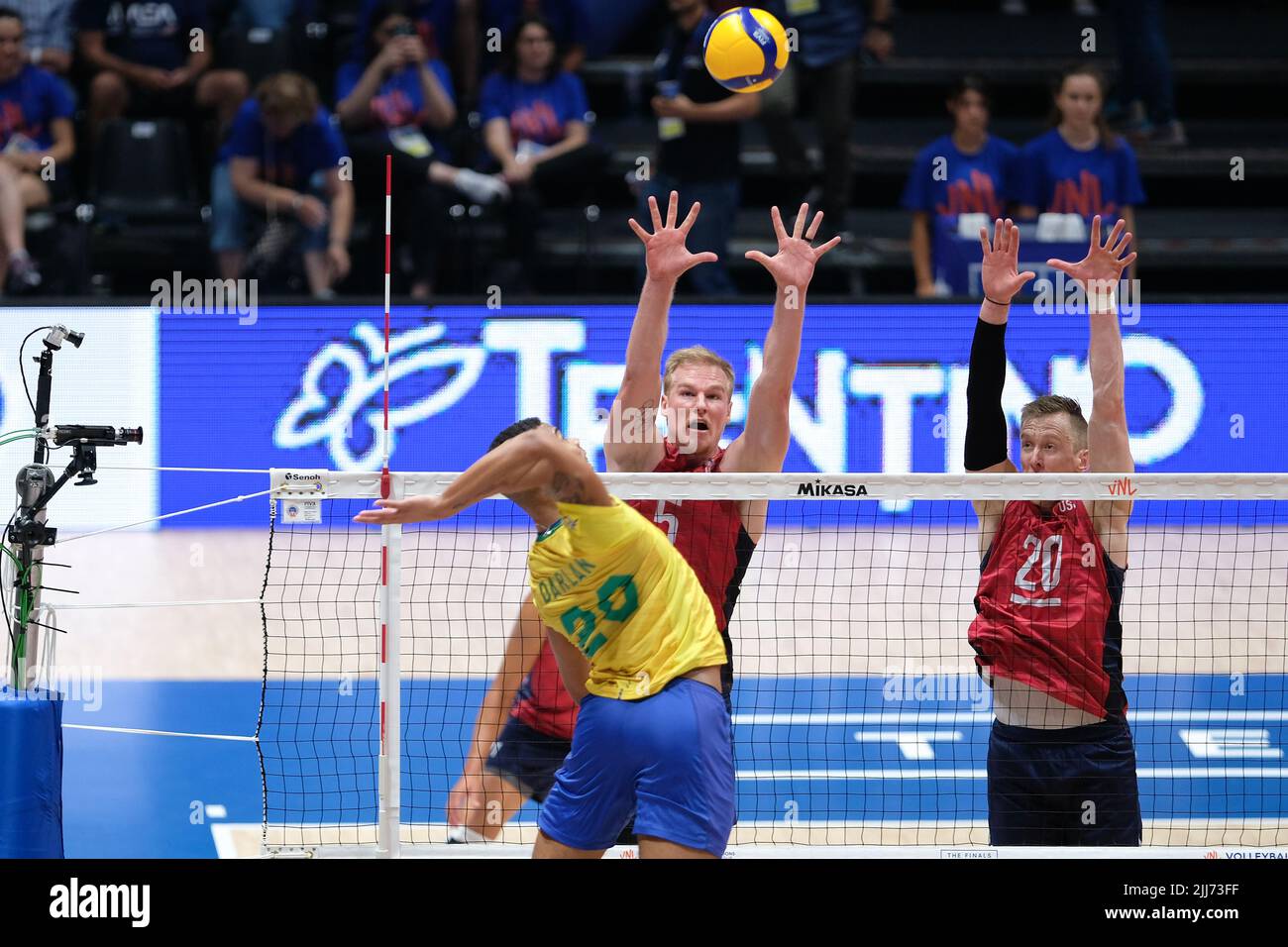 Bologna, Italy. 20th July 2022. Volley Nations League 2022 - Quarter finals match United States VS Brasil Stock Photo