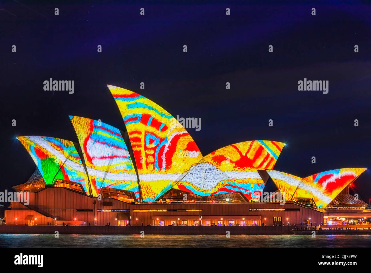 Sydney, Australia - 1 June 2022: Sydney opera house with light image shape projection at Vivid Sydney festival in Sydney 2022 Stock Photo