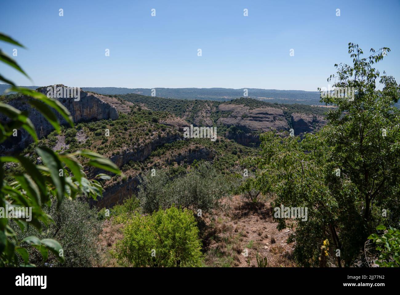 view out from Alquezar from the limestone outcrop village of Alquezar