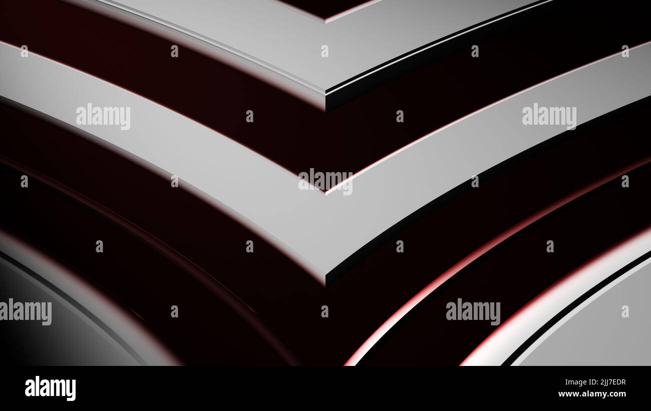 3D rendering. Dark background with white lines in the shape of arrows ...