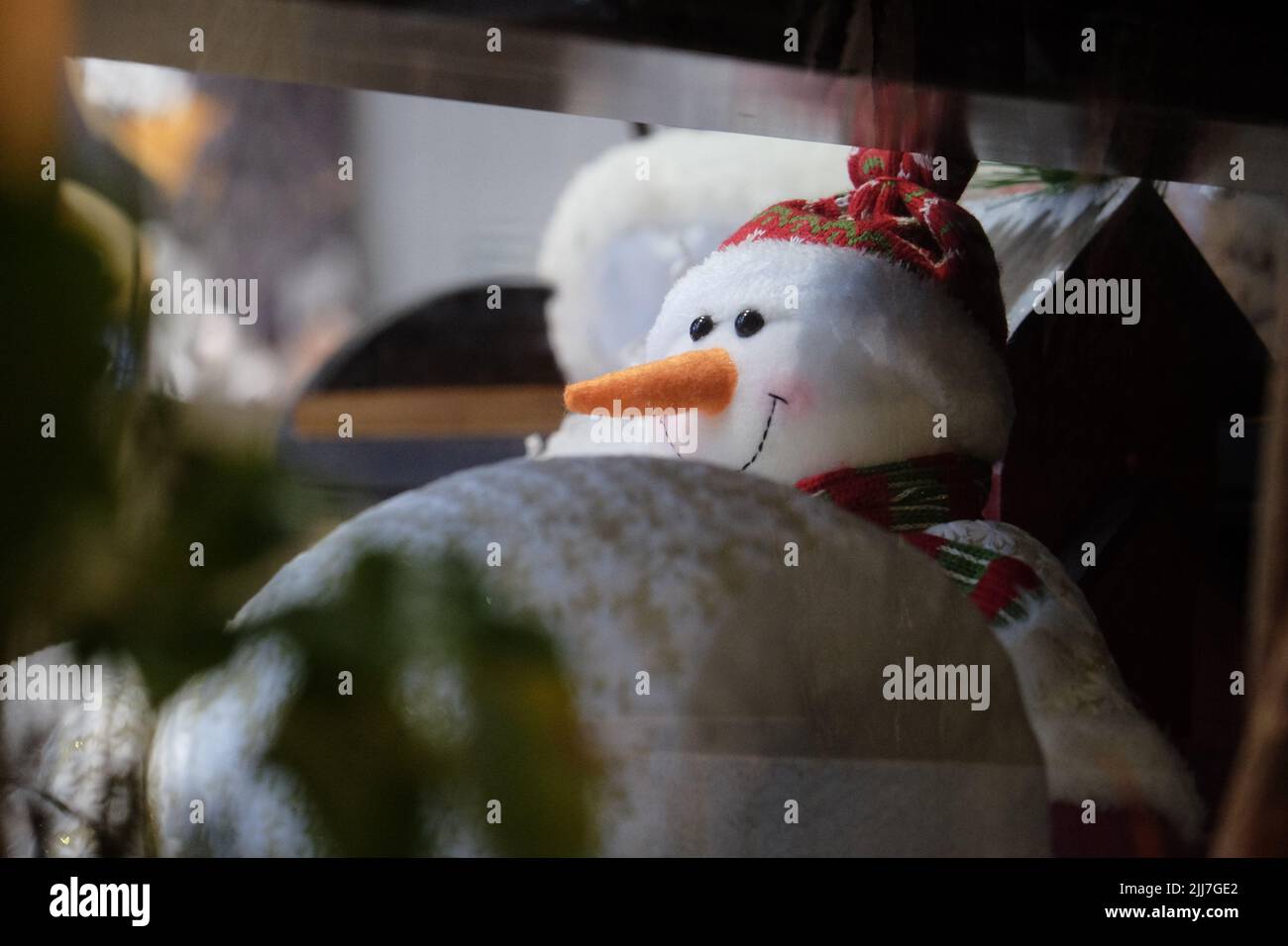 A snowman in the showcase Stock Photo