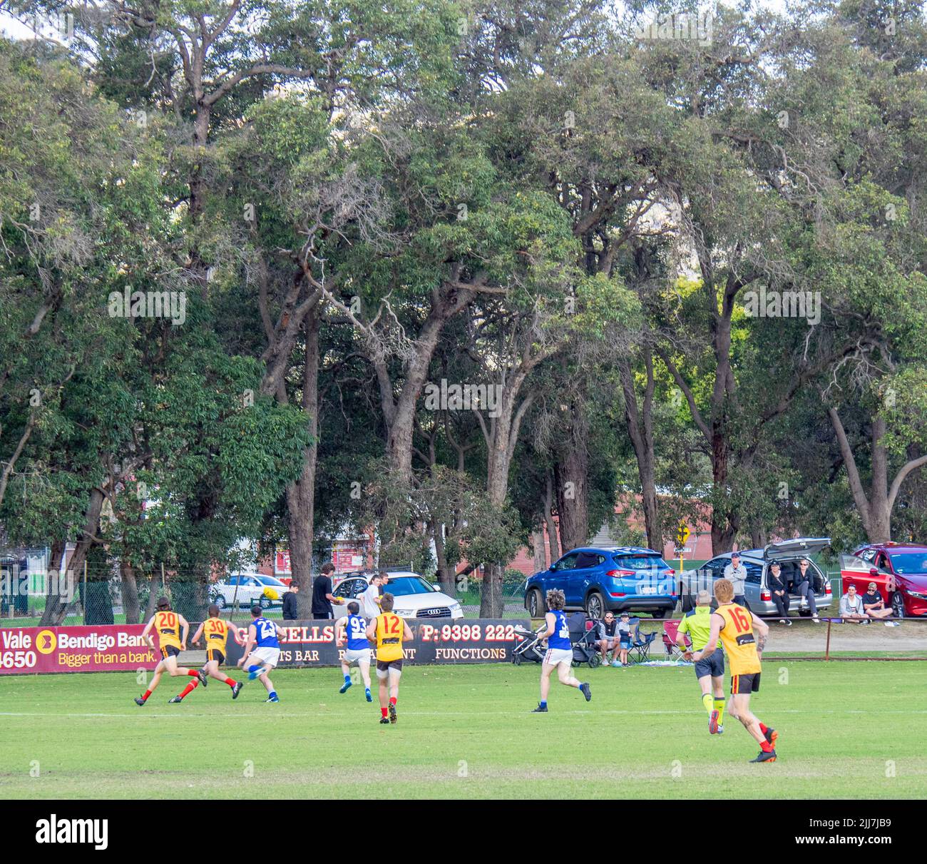 WAAFL  2021 football C5 grade Amateurs grand final between Trinity Aquinas and North Beach Football Clubs. Stock Photo