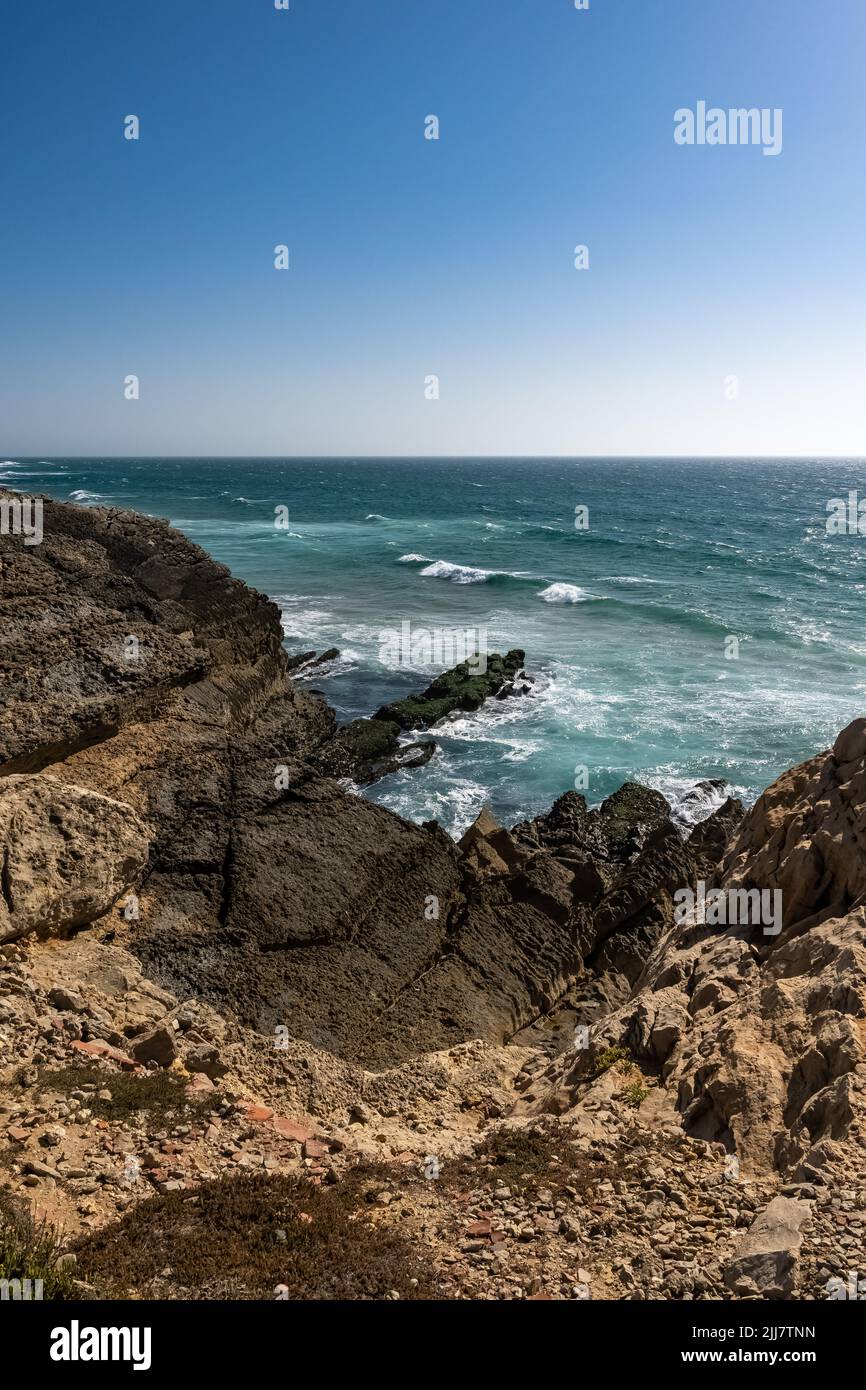 Portugal, the praia do Guincho on the Atlantic coast, windy beach Stock Photo