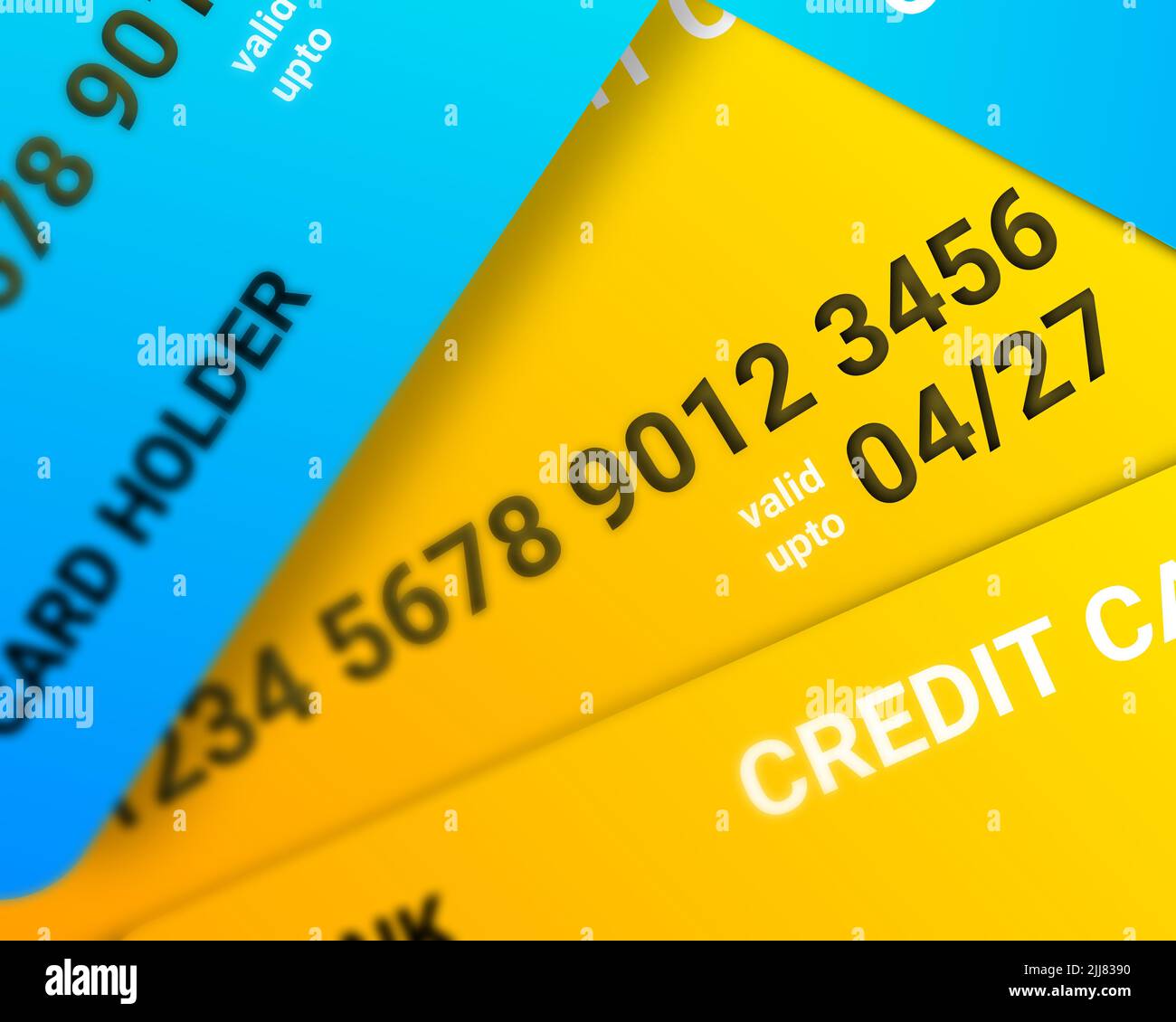 blur image of credit cards. focused on credit card number. Stock Photo