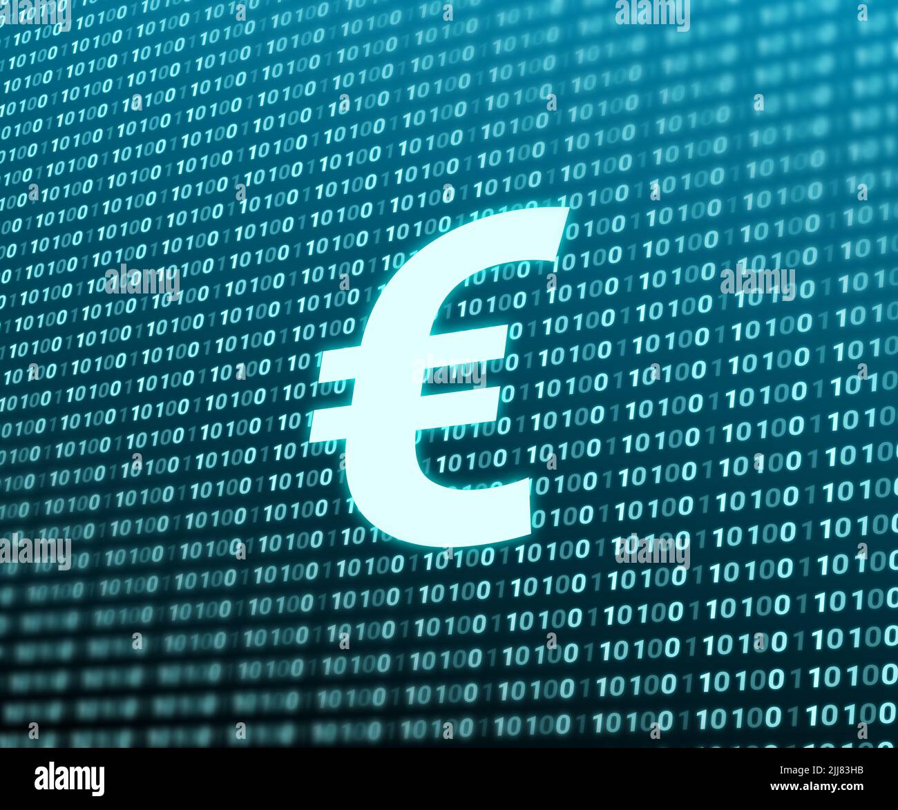 digital euro sign in digital background with blur view. concept for