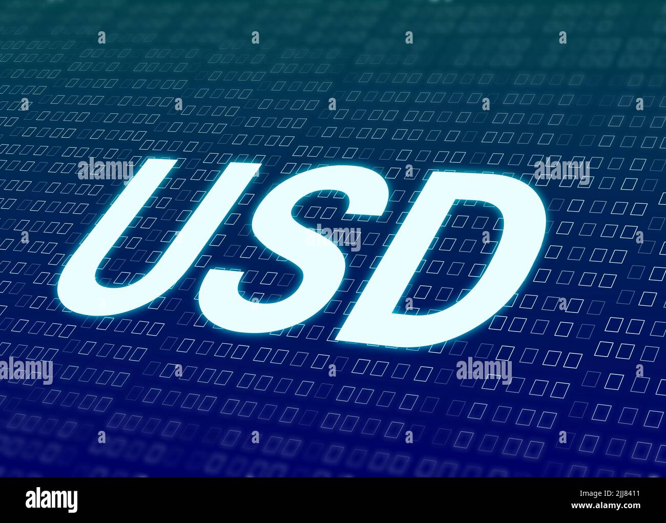 blue usd word on digital background with blur. concept for usd rate in global market. Stock Photo