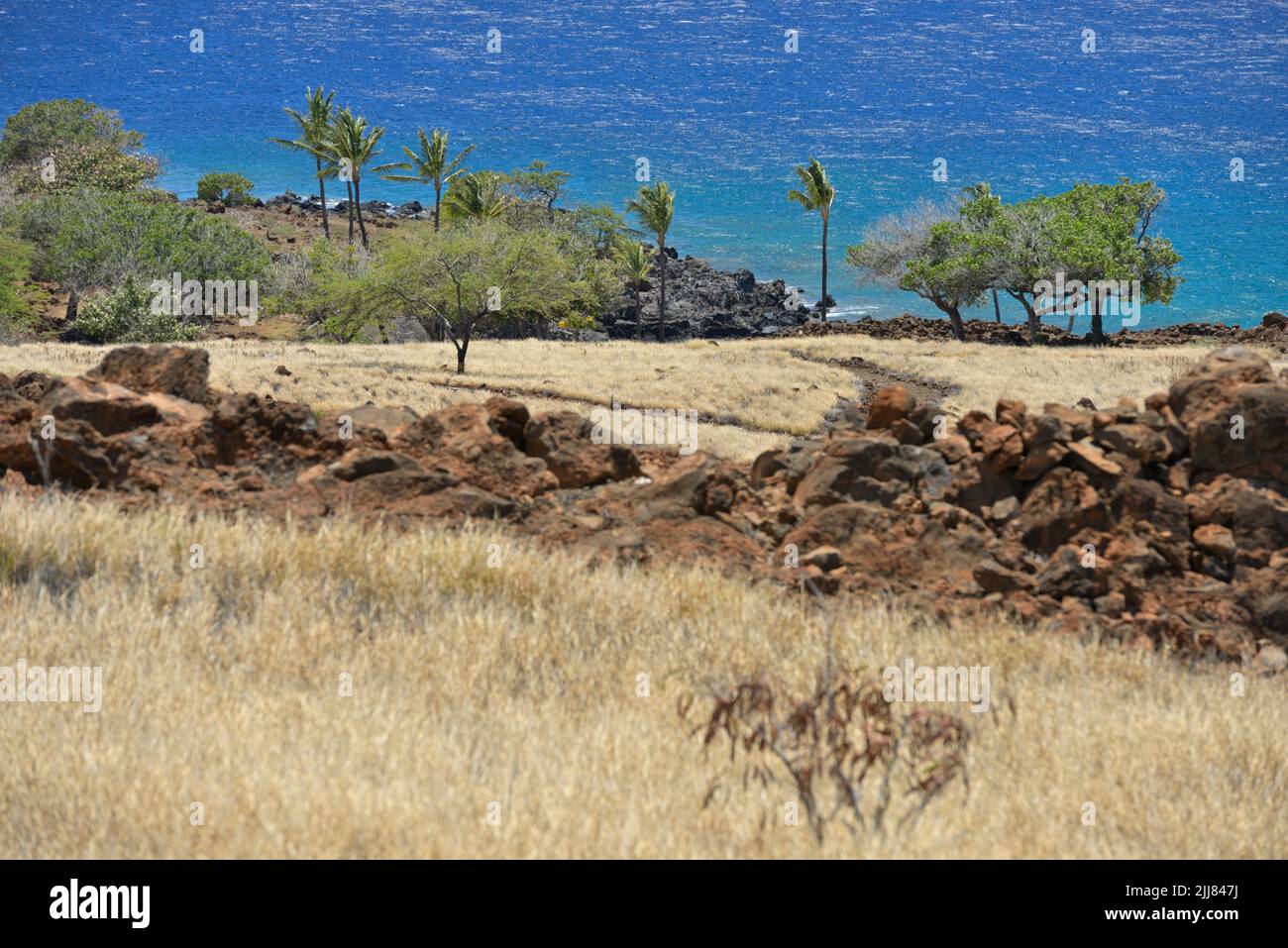 The Lapakahi State Historical Park along the picturesque coastline, north of Kawaihae HI Stock Photo