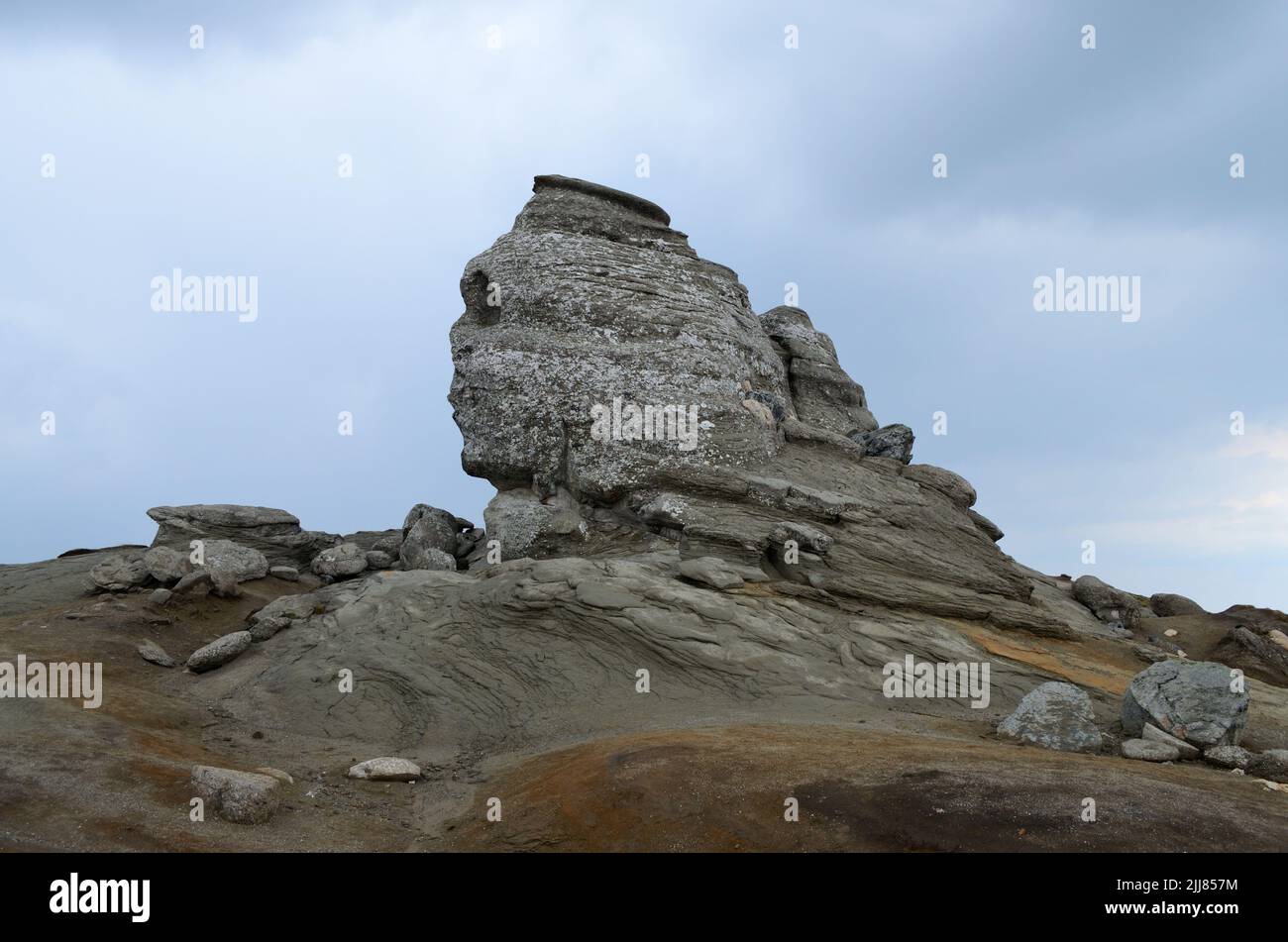 A tall and big rock on the mountain Stock Photo
