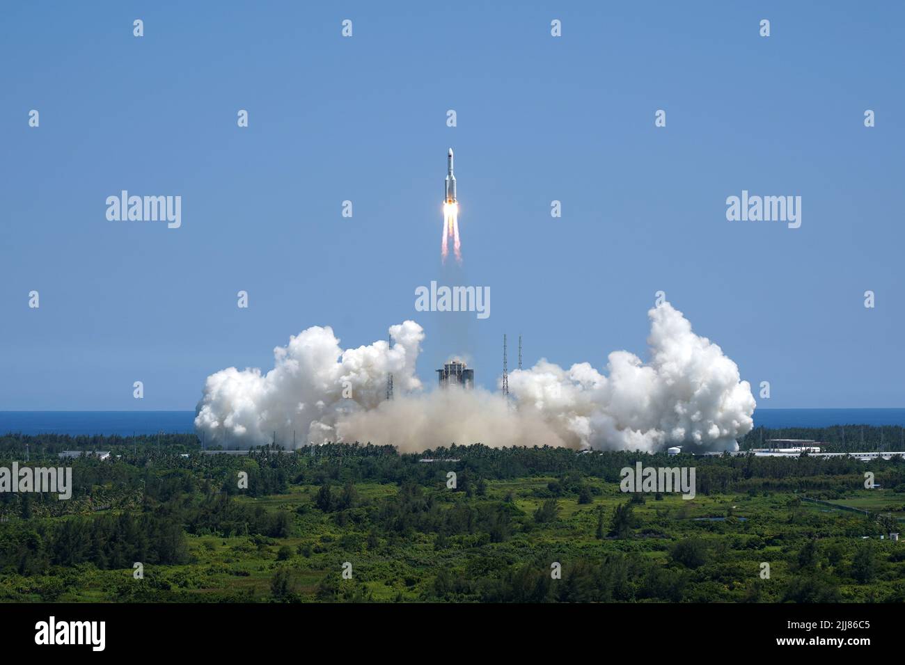 WENCHANG, CHINA - JULY 24, 2022 - A Long March-5B-3 carrier rocket ...