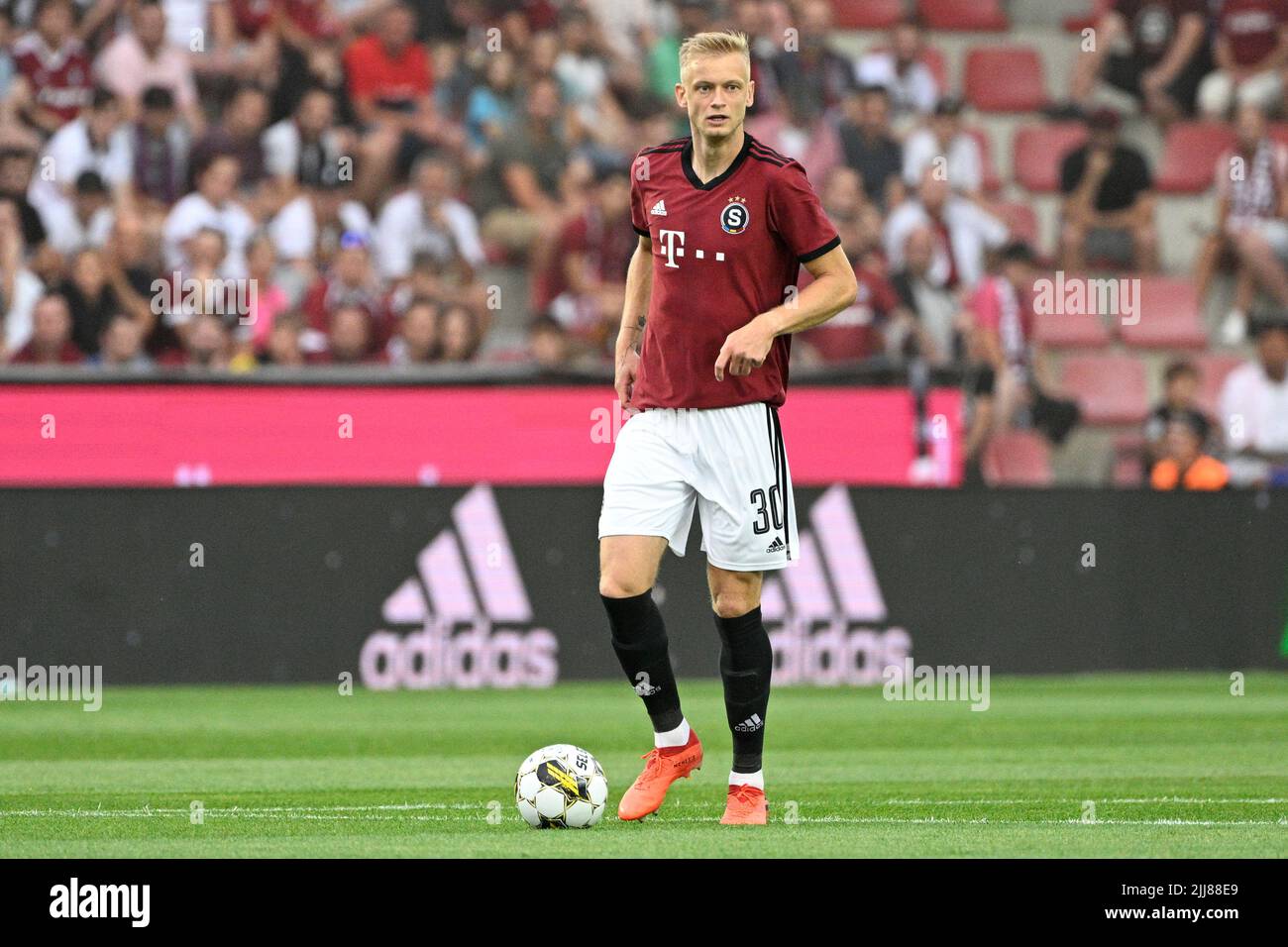 Jaroslav Zeleny of Sparta in action during the European Conference League 2nd qualifying round opening match Sparta Praha vs Viking Stavanger in Pragu Stock Photo