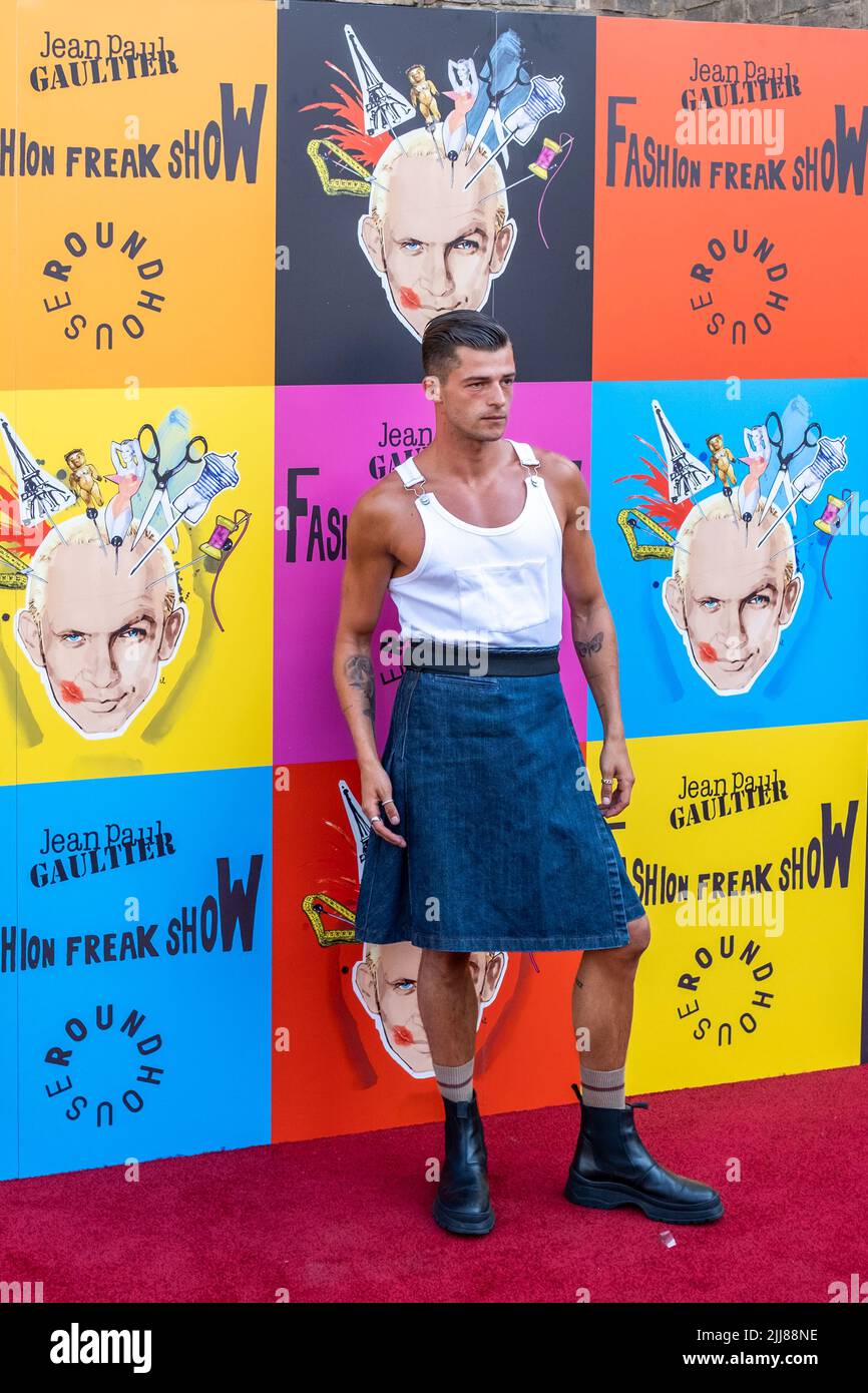 Sam Salter poses on the Red Carpet at Jean Paul Gaultiers 'Fashion Freak Show' at Camdens Roundhouse, London, England, UK. Stock Photo