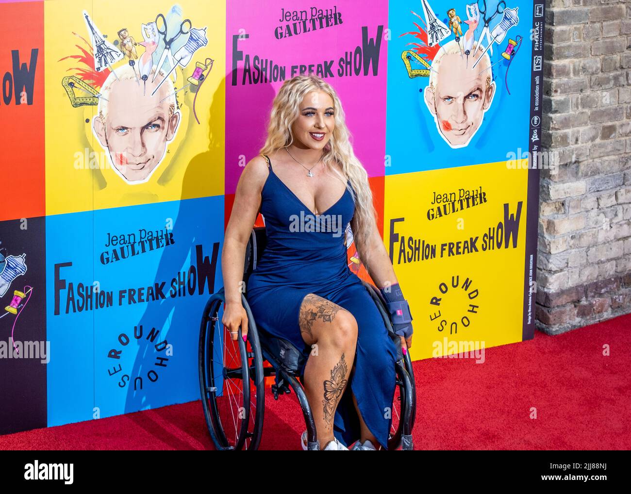Guests arrive on the Red Carpet for Jean Paul Gaultiers 'Fashion Freak Show' at Camdens Roundhouse in London, England, UK, July 2022. Stock Photo