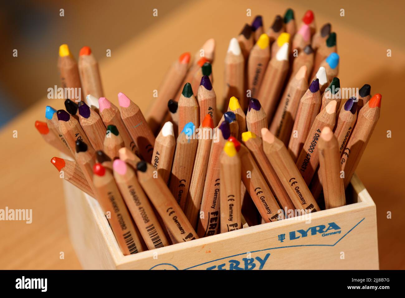General views of a box of Lyra colouring pencils from Germany pictured in Chichester, West Sussex, UK. Stock Photo