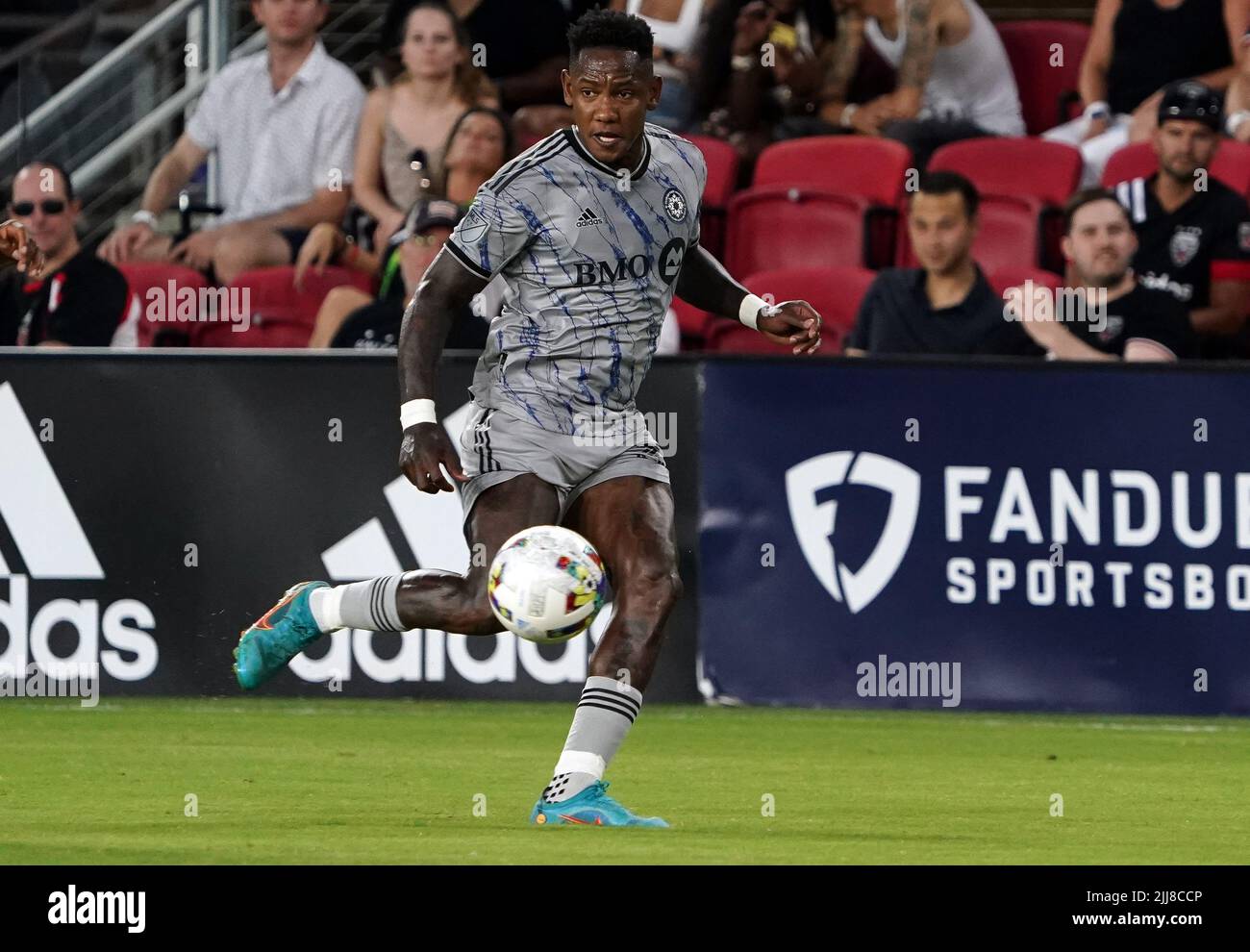 WASHINGTON, DC, USA - 23 JULY 2022: CF Montréal forward Romell Quioto (30) brings the ball forward during a MLS match between D.C United and C.F. Montreal, on July 23, 2022, at Audi Field, in Washington, DC. (Photo by Tony Quinn-Alamy Live News) Stock Photo