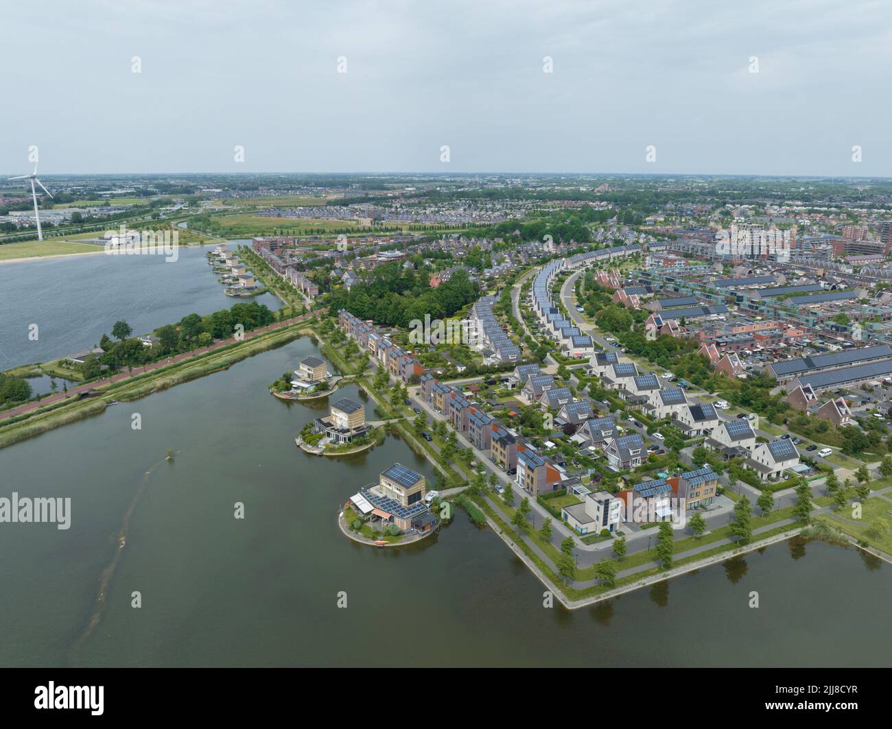 Modern suburb residential sustainable housing village in Heerhugowaard