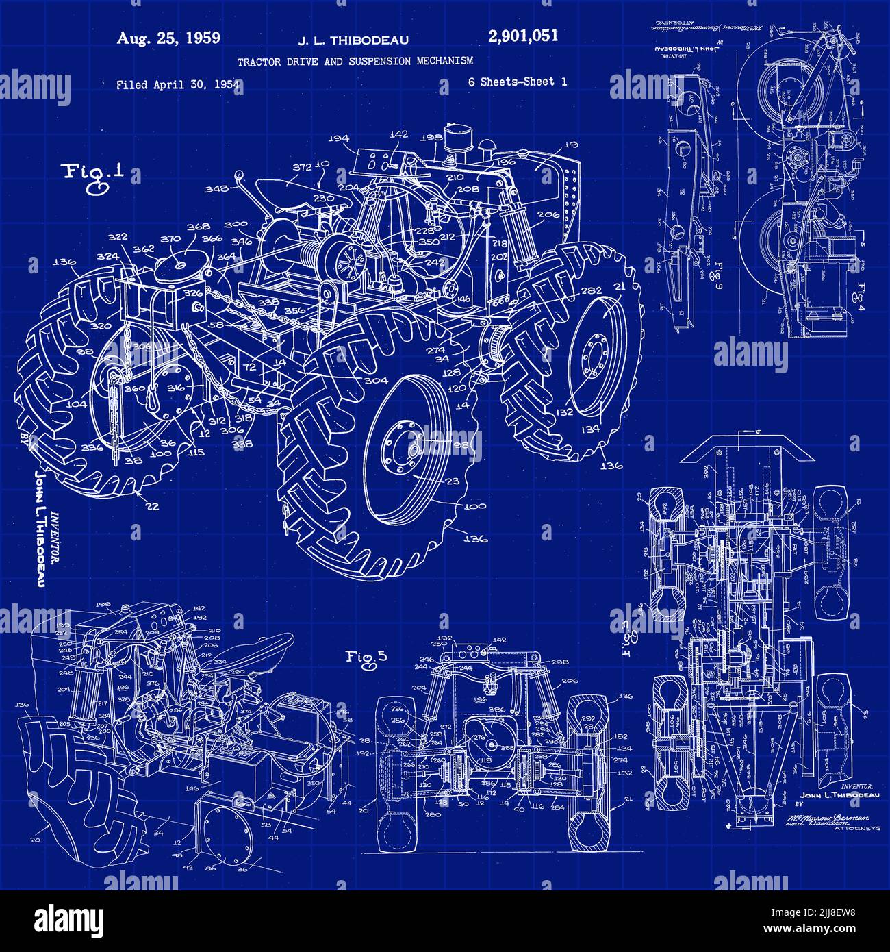 Blueprint of tractor design Stock Photo Alamy