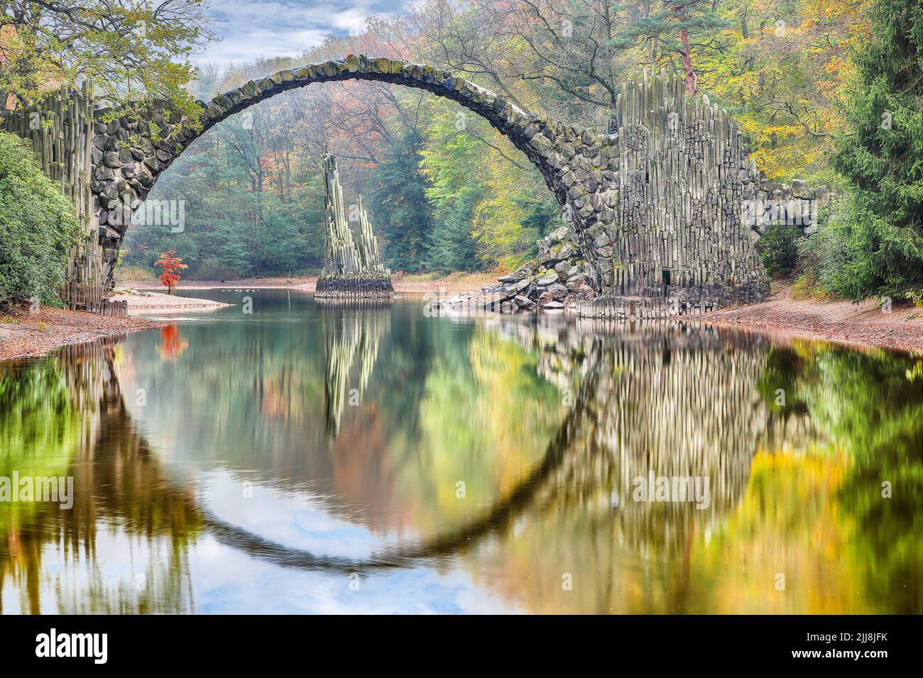 Fabulous Autumn Landscape In Azalea And Rhododendron Park Kromlau 