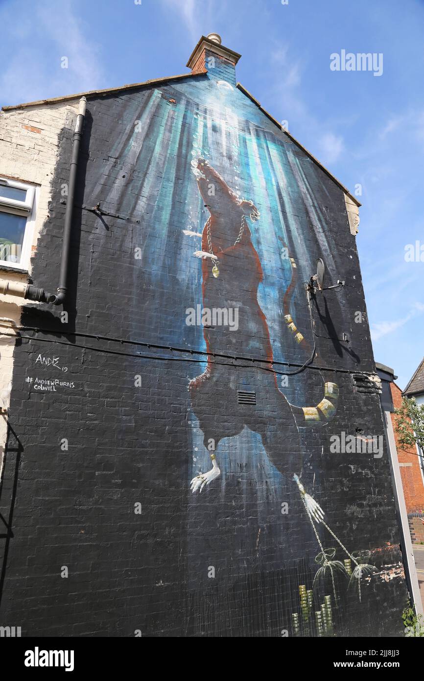 'Bling' (Andrew Burns Colwill, 2019, mural), High Street, Burnham-on-Sea, Sedgemoor, Somerset, England, Great Britain, United Kingdom, UK, Europe Stock Photo