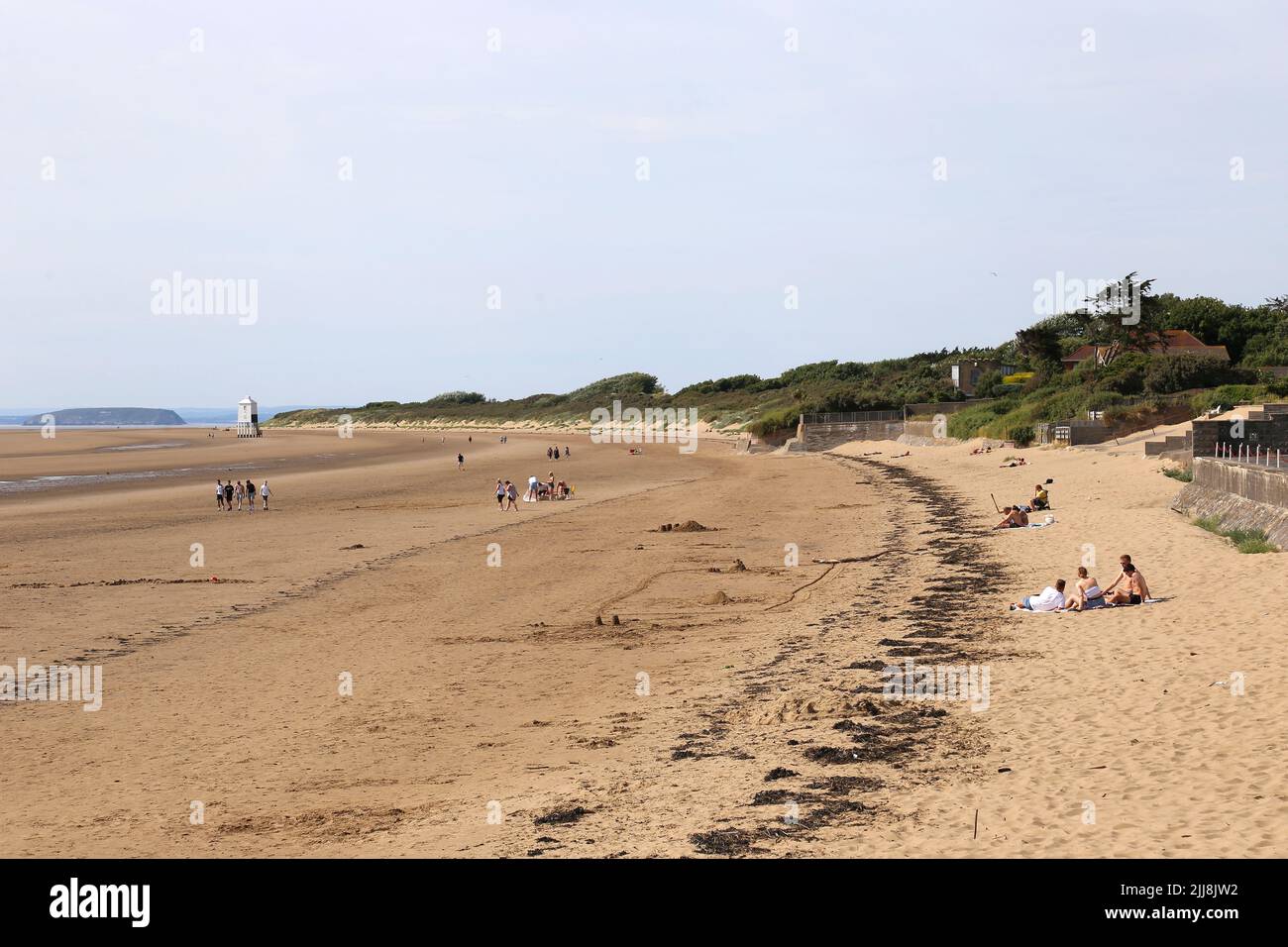 Beach at low tide, Esplanade, Burnham-on-Sea, Sedgemoor, Somerset, England, Great Britain, United Kingdom, UK, Europe Stock Photo