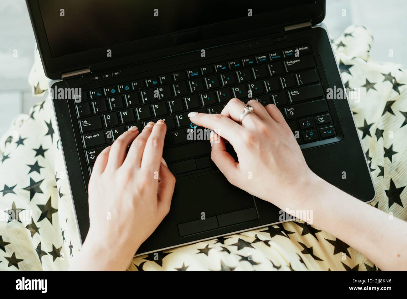 data entry freelance job remote work hands typing Stock Photo