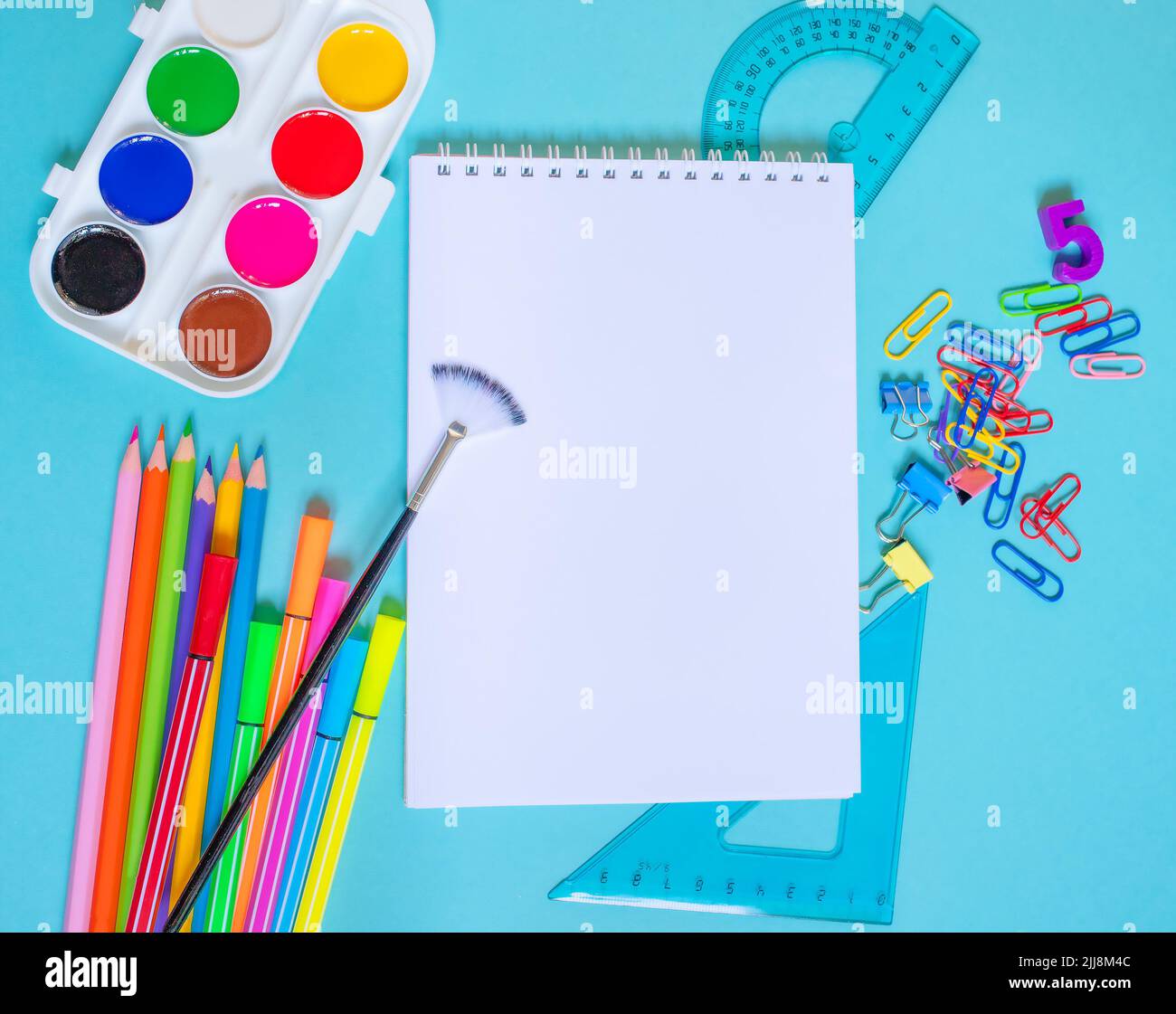purchase of school stationery. learning concept. preparation for school Stock Photo