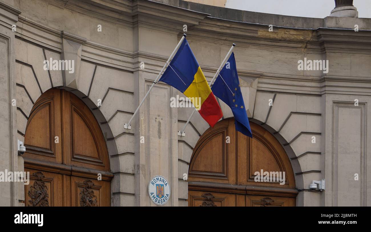 Romanian embassy in Paris, France Stock Photo