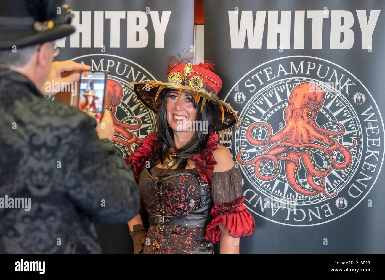 Karen attends the Whitby Steampunk Weekend, in Whitby, Yorkshire. Picture date: Sunday July 24, 2022. Stock Photo