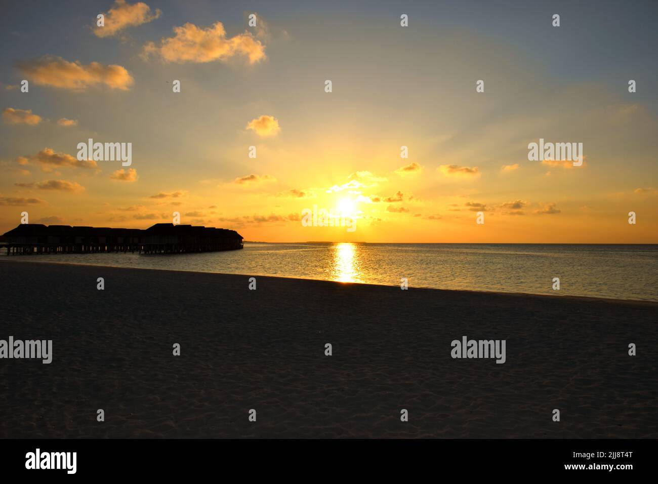 Sunset in Maldives Stock Photo