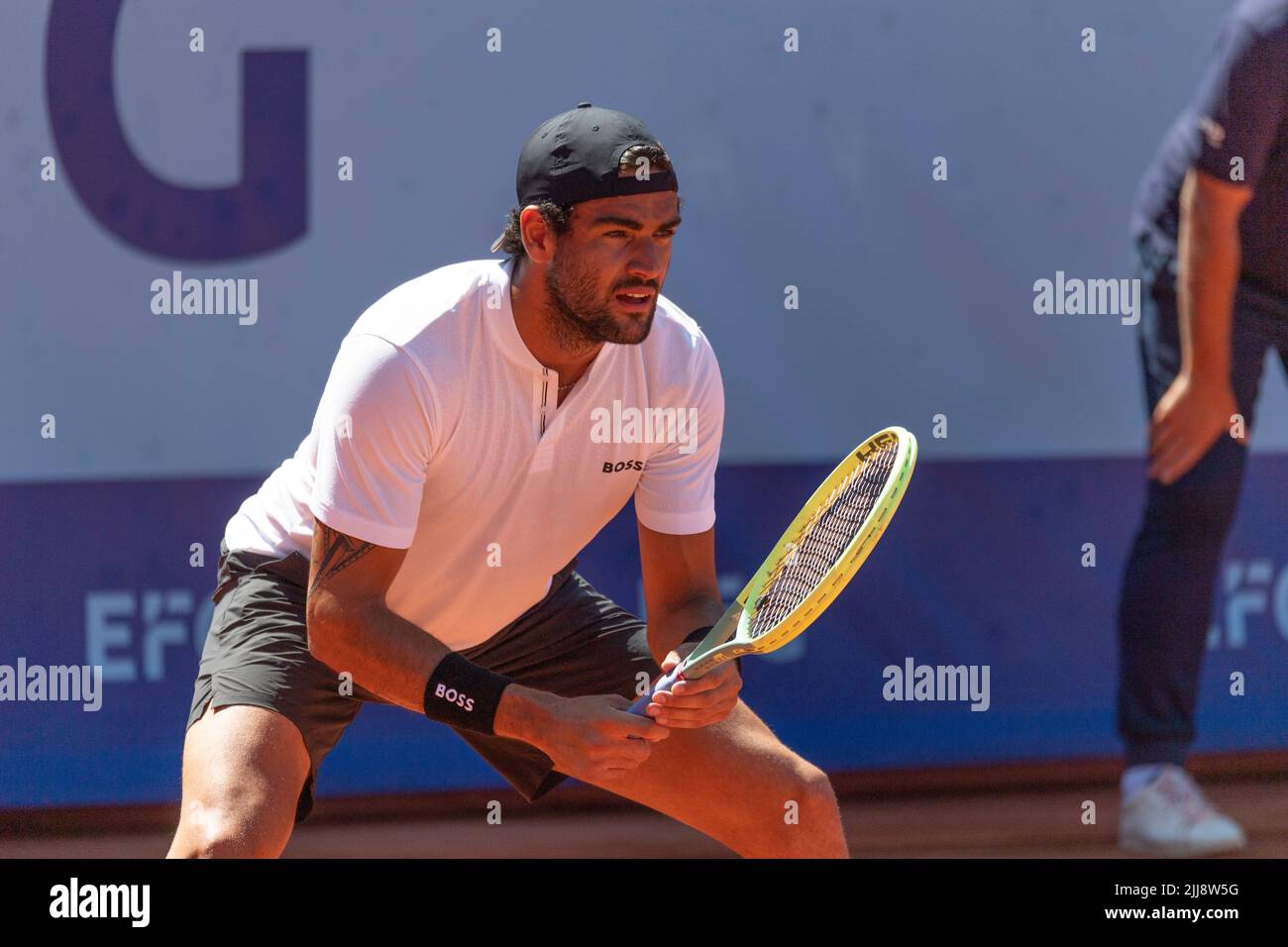 Gstaad, Switzerland. 07th Apr, 2022. Matteo Berrettini of Italy is in  action during EFG Swiss Open Gstaad ATP 250 Tournament. Final of the EFG  Swiss Open Gstaad ATP 250 Tournament took place