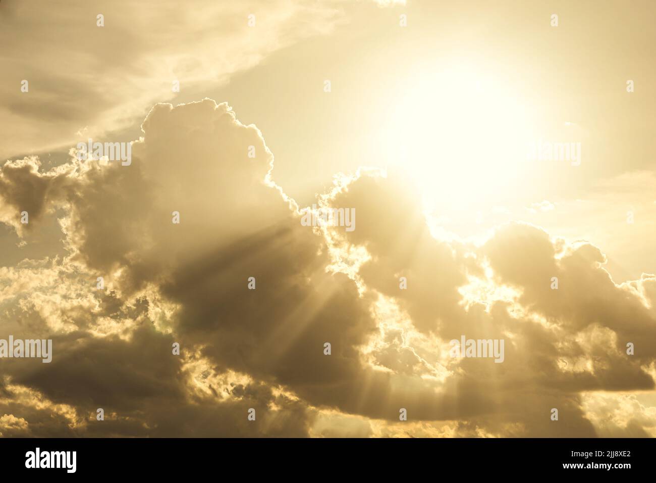 golden sky cloud light rays bright like morning heaven day and god blessing  nature background Stock Photo - Alamy