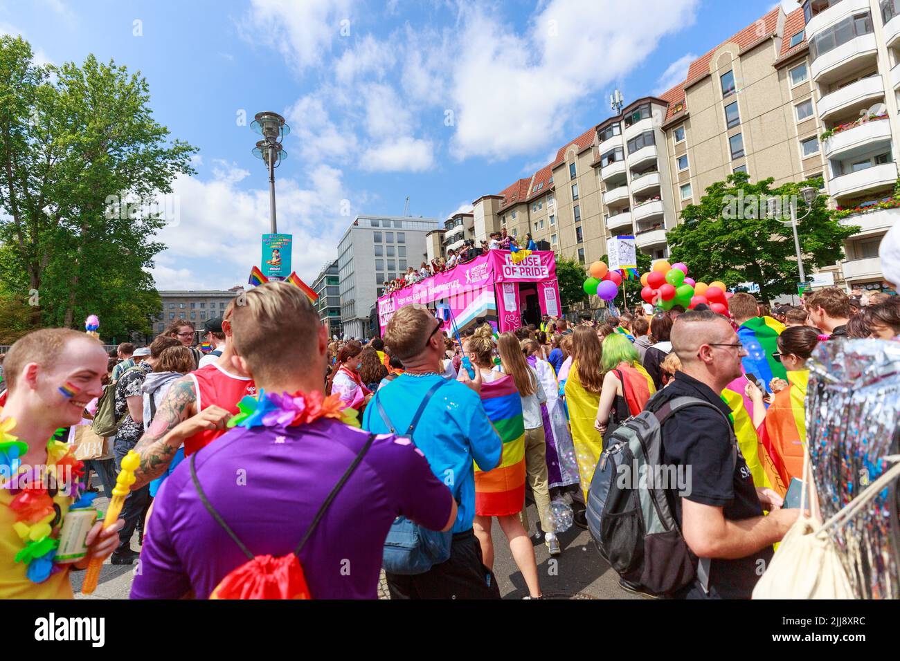 Berlin, Berlin/Germany - 23.07.2022: Cristopher Street Day Parade. CSD is an annual European LGBTQ celebration and demonstration Stock Photo